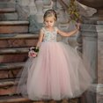 thumbnail image 2 of Baby Girl Floral Sleeveless Ruffle Tulle Princess Dress Elastic Backless One Piece Wedding Outfit, 2 of 5