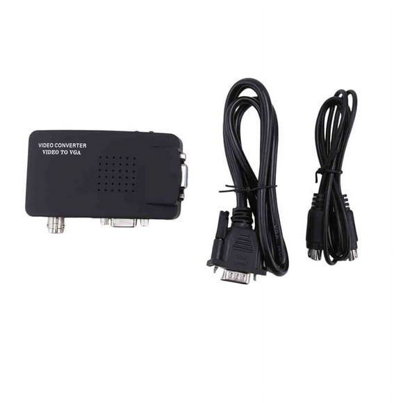 Svideo AV to VGA Converter Adapter Composite AV CVBS in VGA Out 1080P for TV to PC Monitor HDTV,1 x Video Converter 1 x USB Cable 1 x Svideo Cable,Black
