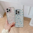 thumbnail image 5 of for iPhone Case,Luxury ElectroPlated Frame Clitter Sparkly Flower Bow Pattern Clear Soft Shockproof Phone Case (Blue,iPhone 11), 5 of 6