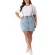 thumbnail image 2 of Falda con tirantes para mujer Agnes Orinda, talla grande, con tirantes ajustables, cruzada en la espalda, mini falda de mezclilla en azul claro, 2X, 2 of 6