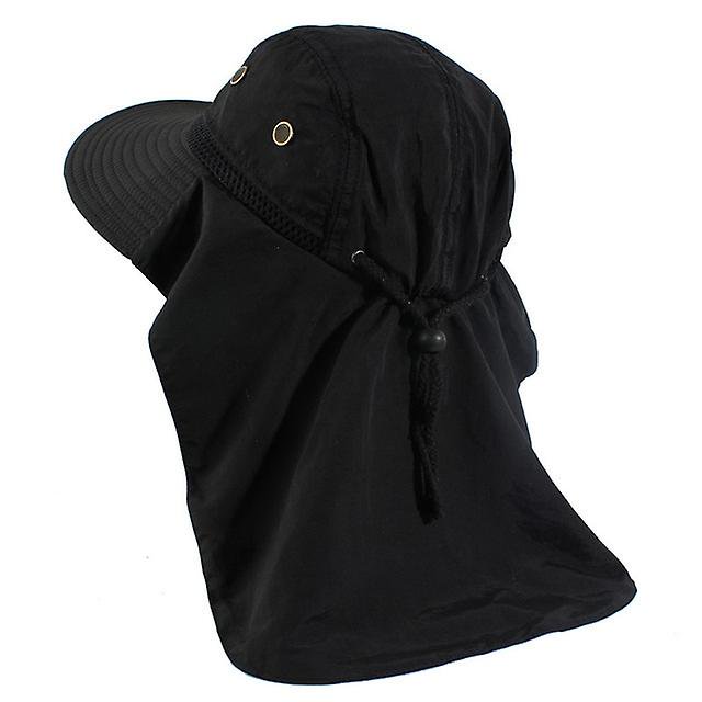 Sombrero de sol de otoño para hombres y mujeres, sombrero de cubo con solapa para el cuello, protección UV para exteriores, ala ancha grande, senderismo, pesca, gorra transpirable de malla, color negro Kuyhfg Bienvenido a Kuyhfg