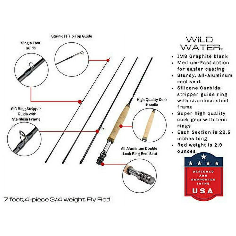 Wild Water 3/4 7’ Rod Fly Fishing Complete Starter Package