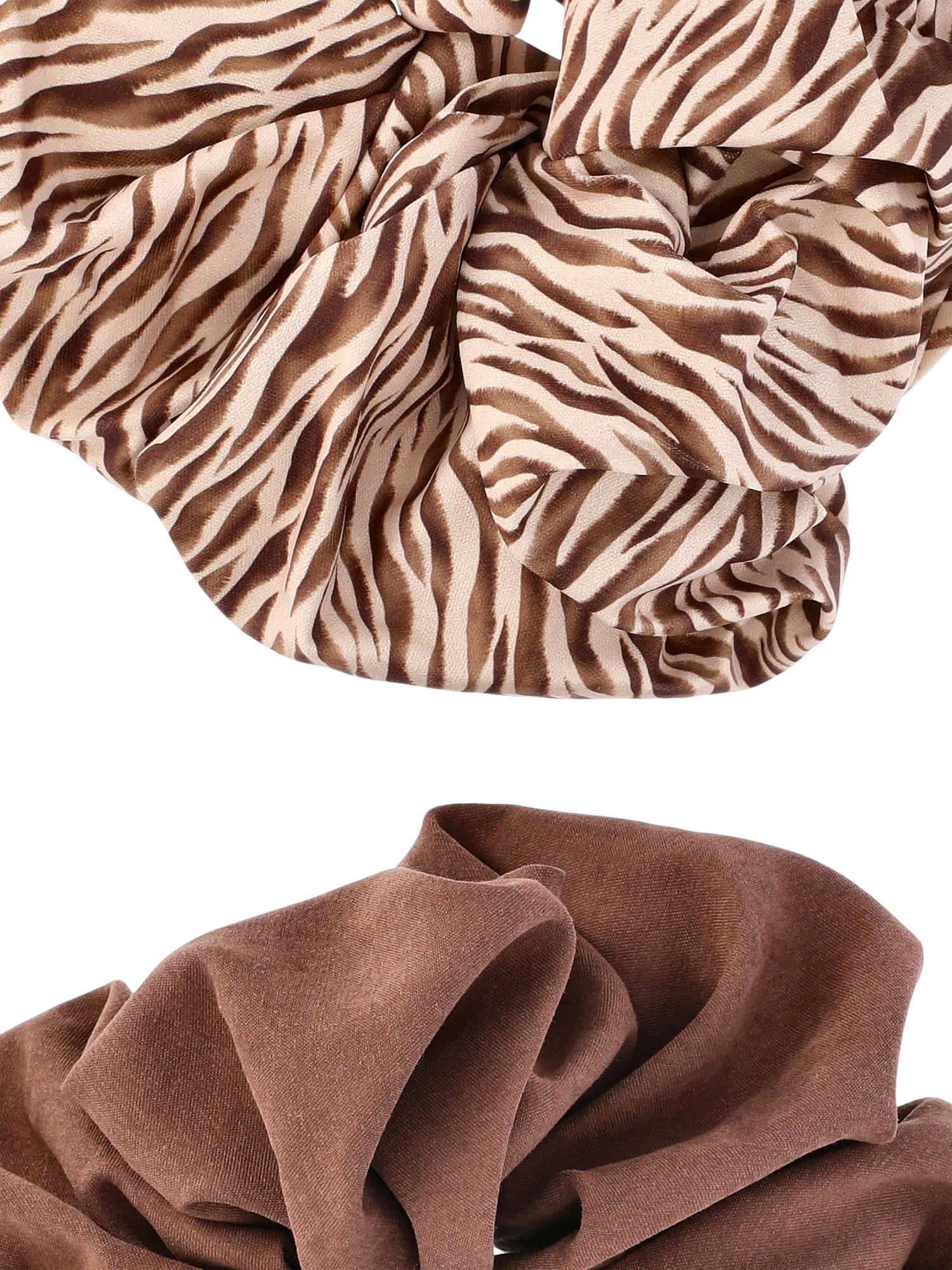Time and Tru Women's Large Scrunchy Hair Tie, 2-Pack, Tan