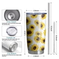thumbnail image 6 of 20 Oz White Sunflower Coffee Tumbler Double Wall Insulated Stainless Steel Water Bottle | Metal Reusable Thermoses Flask with Cup Cap | Leak & Sweat Proof with Anti-Dust Lid, 6 of 7