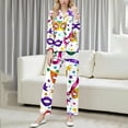 thumbnail image 1 of RKSTN Women's Carnival Pajamas Sets Oversized Lapel Mardi Gras Print Button Long Sleeve Sleepwear T Shirt and Pjs Pant 2 Piece Matching Set Casual Turndown Plus Size Pajama and Pants Loungewear Set, 1 of 9