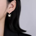 thumbnail image 3 of 925 Sterling Silver CZ Buffterfly Hoop Earrings for Women Teens Sparkling Butterfly Hoop Earrings Huggie Drop, 3 of 6