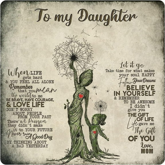 To my Daughter From Mom Metal Tin Sign,Birthday Gifts For Daughter,Kids Gifts For Graduation, Valentines day, Birthday - Inspirational Quote Sign for Home Bedroom Wall Decor Retro Art 12x12 Inches