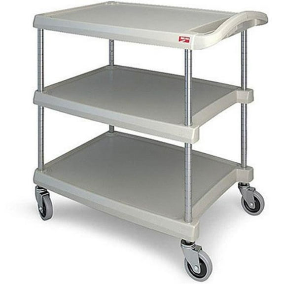 Utility Cart with Chrome Posts, 3 Shelf - Gray - 34.37 x 23.43 in.