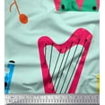thumbnail image 1 of Soimoi Green Poly Georgette Fabric Guitar & Xylophone Musical Instrument Print Fabric by Yard 52 Inch Wide, 1 of 3