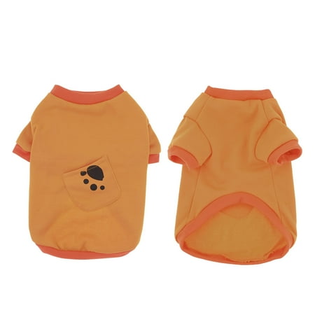 Doggie Tee - Unique Bargains Paw Print Doggie Pet Dog Cat Warm Apparel Jacket Shirt Coat Orange M