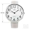 thumbnail image 3 of STC Montre Argentée Super Grand Visage Facile à Lire Bracelet Extensible - Argent, 3 of 5