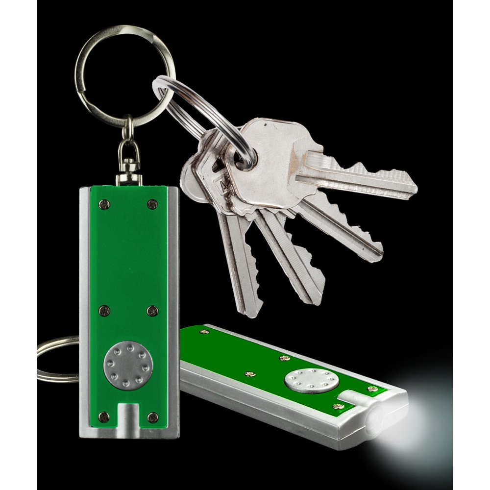LED Flat Flashlight Key Chain Green