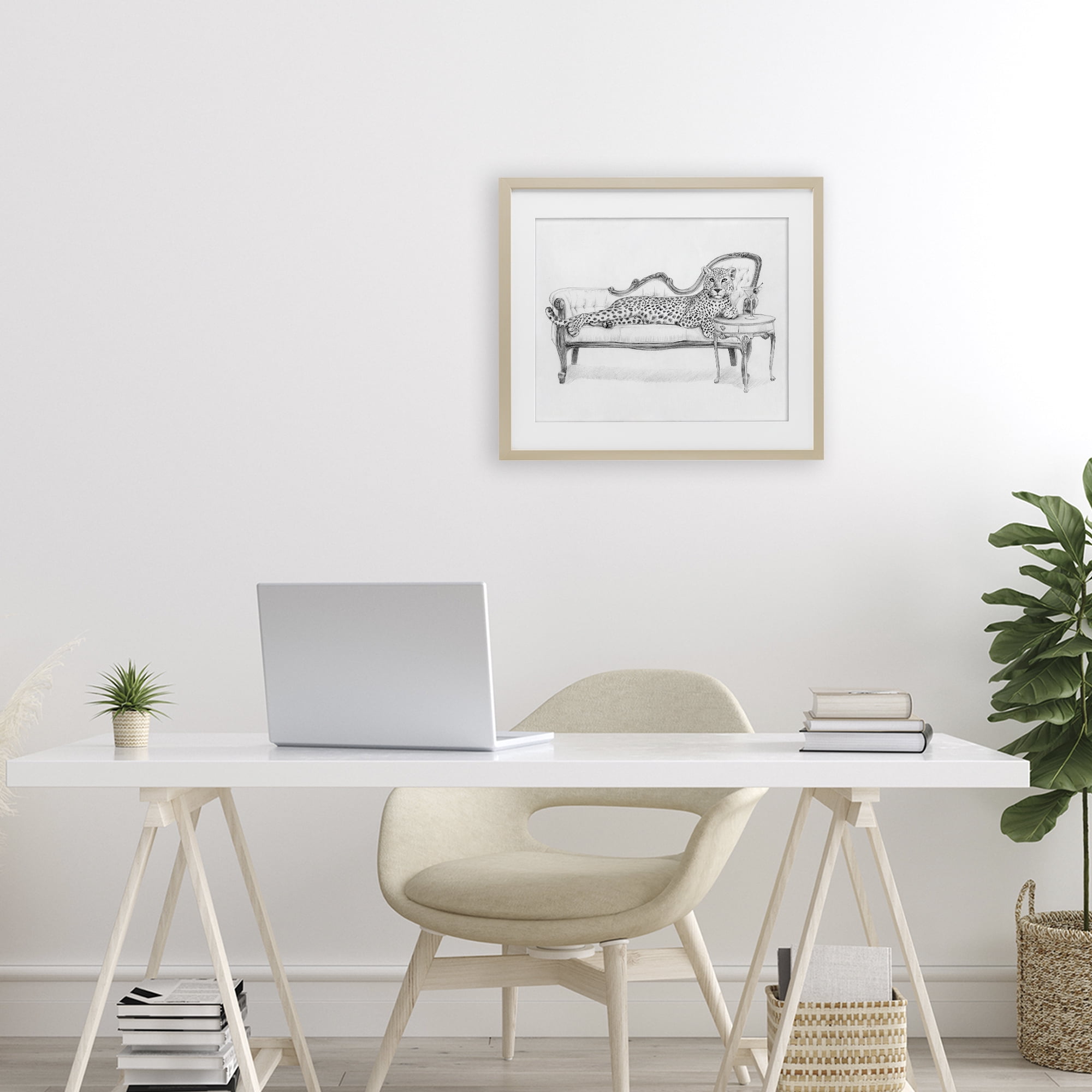 Stupell Industries Lounging Beast Cheetah Birch Framed Print Under Glass, design by Victoria Barnes