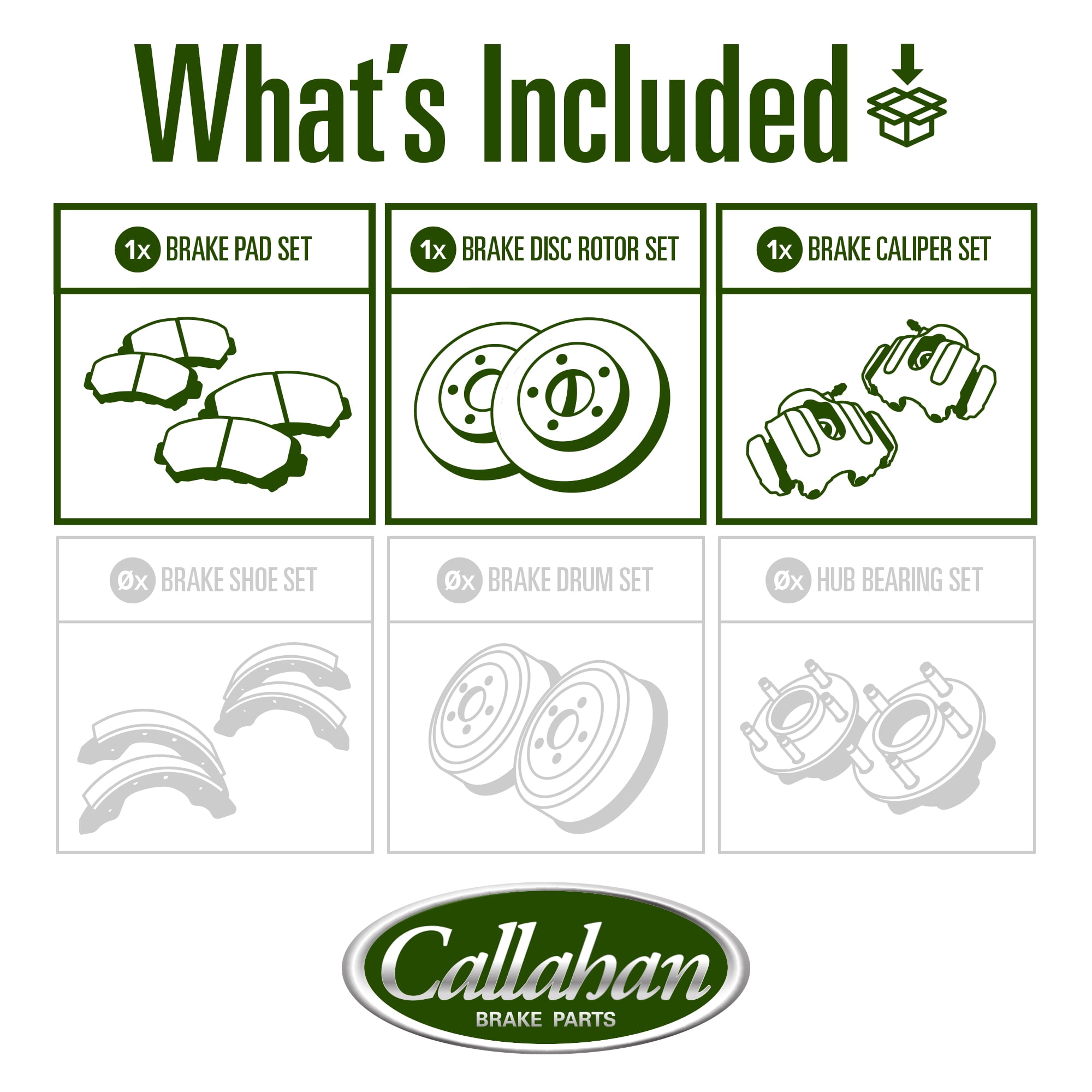 Callahan Brake Parts Brake Kit for Volkswagen GTI 2021, Volkswagen Jetta 2019-2022 Front Replacement Brake Rotors with Ceramic Brake Pads and Brake Calipers CLHCCO114410