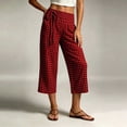 thumbnail image 5 of YanHoo Plaid Capris for Women Elastic Waisted Wide Leg Capri Pants Casual Comfy Vacation Cropped Trousers with Pockets, 5 of 8