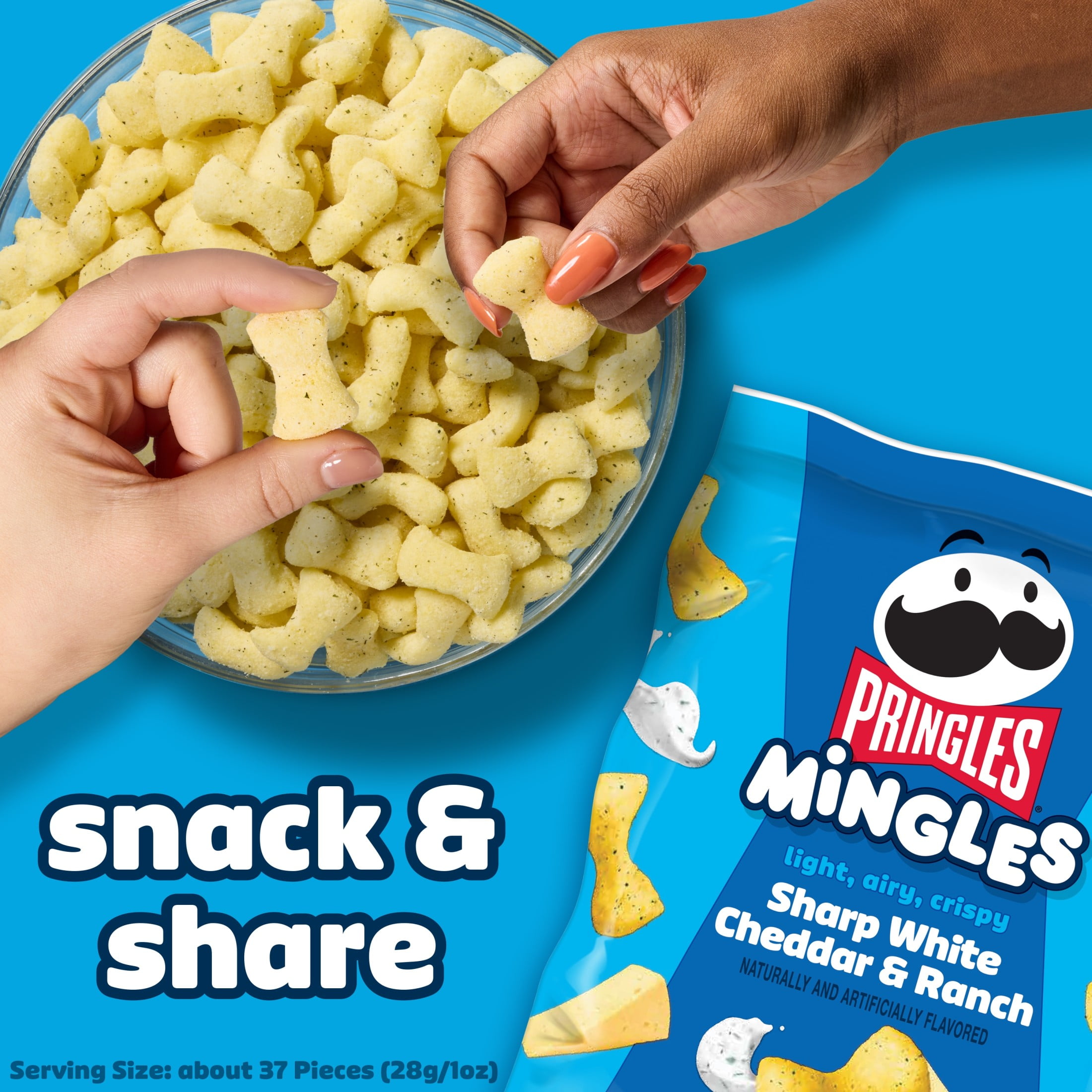 (3 pack) Pringles Mingles Sharp White Cheddar and Ranch Puffed Snacks, Cheese Puffs, 5.5 oz