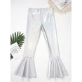 thumbnail image 6 of Zaldita Kids Girls Shiny Metallic Flare Pants Ruffle Hem Bell-bottom Pants for Jazz Hip Hop Modern Performance Dance wear Colorful Silver 8, 6 of 7