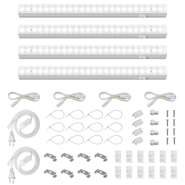 Grow Lights Barrina, paquete de 4 unidades, 1 pie, 20 W, 5000 K, blanco de espectro completo