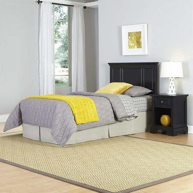 Home Styles Bedford Tête de Lit Simple Ensemble de Chambre 2 Pcs en Noir