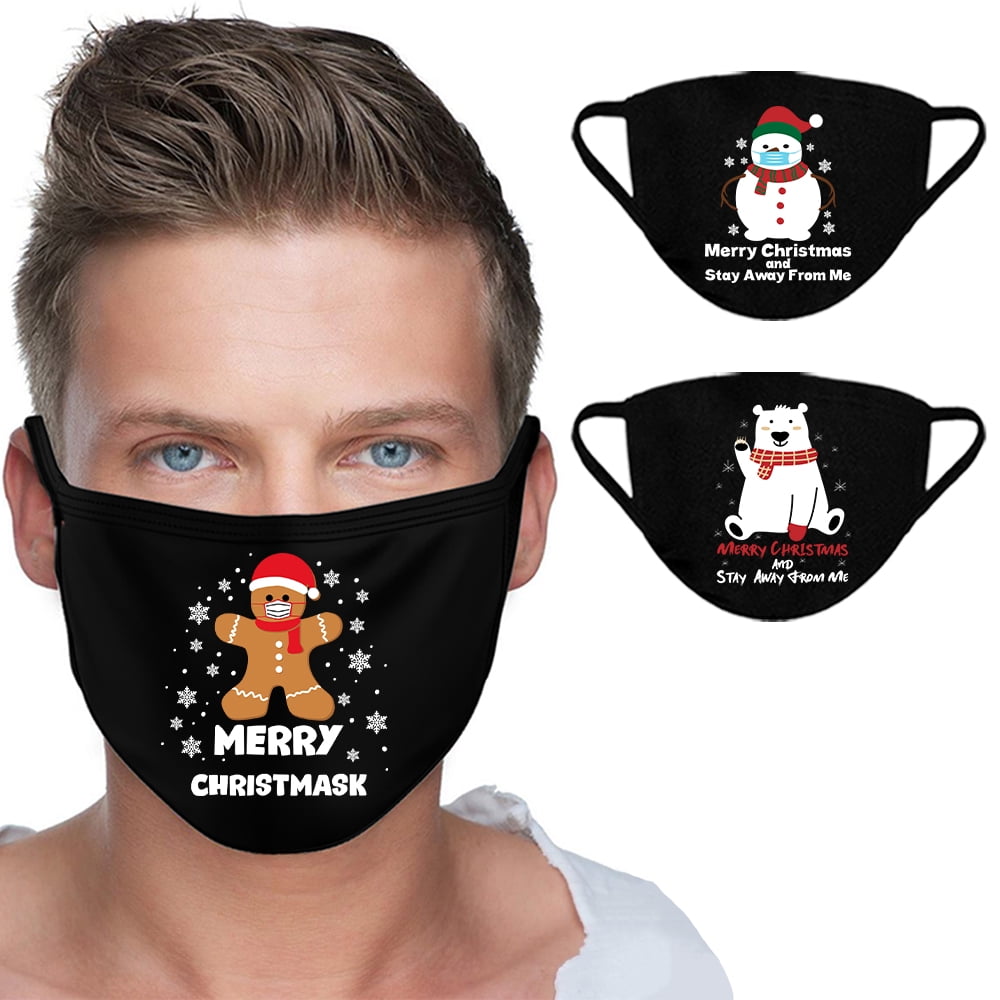 Christmas Printed Adults Washable Reusable Face Bandanas Breathable Multi-Purpose Facial Decorations Outdoors Work School 