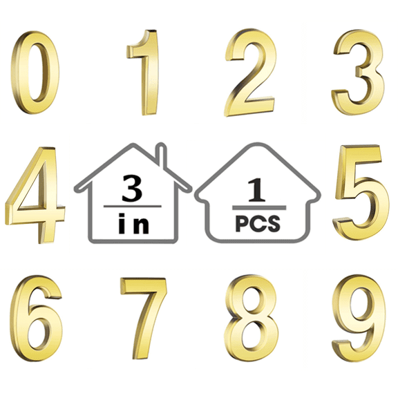 Djiypn 3 Inch Mailbox Numbers 2, Plastic Door Address Number Stickers for House/Apartment/Floor, Gold. (2, Gold)