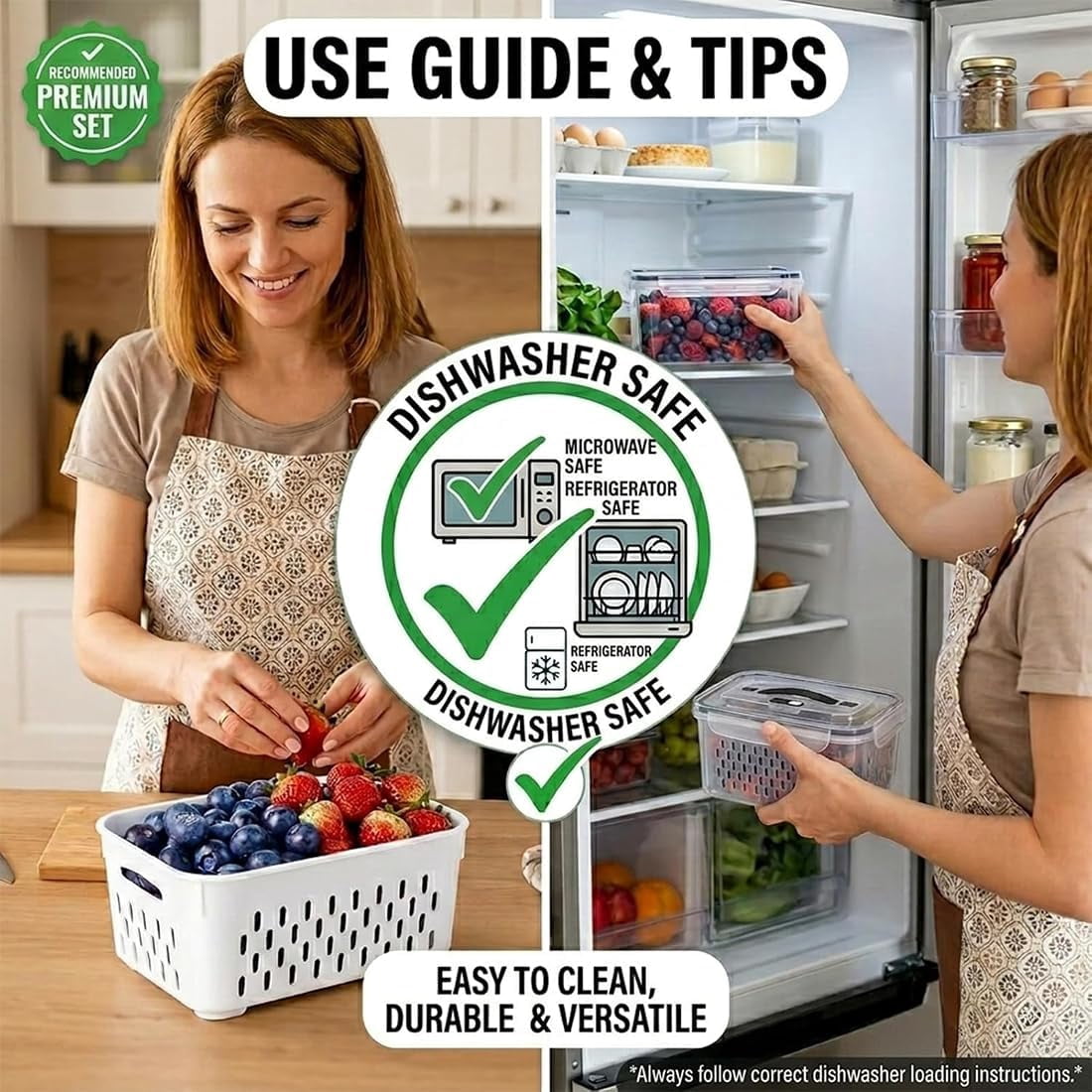 5 Pack Produce Storage Containers for Fridge, Stackable Fruit Storage Containers for Fridge, Fridge Organizers and Storage with Lids for Berry Vegetable Salad Lettuce Meat Food