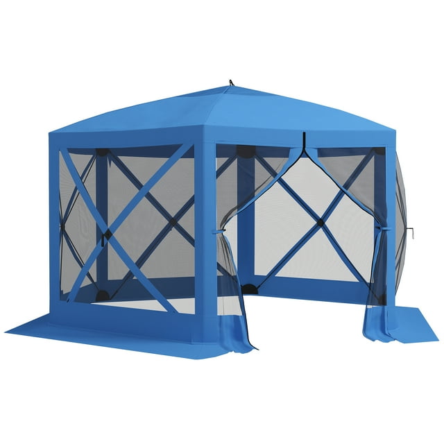12' x 12' Pop Up Screen Tent, Camping Shelter Picnic Canopy, Blue