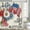 Flower110, variant on Americana Patchwork Fabric Shower Curtain, Machine Washable, 72" x 72", Red/Blue