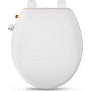 Elongated Bidet Toilet Seat with Quiet-Close, Non-Electric Bidet Toilet Seat with Self Cleaning Dual Nozzles, Fit Elongated Toilet Seat, White Bidet Seat with Brass inlet (Round)