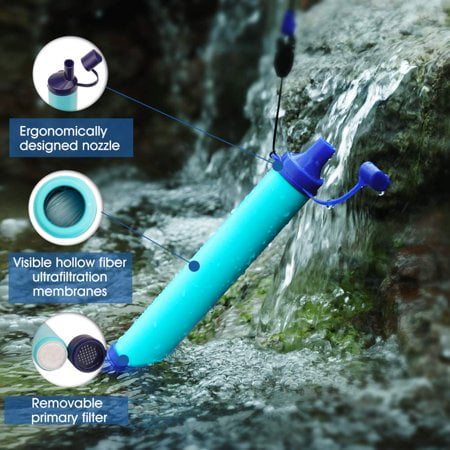 Camping and Emergency Travel Hiking Membrane Solutions Portable Water Filter Straw Filtration Straw Purifier Survival Gear for Drinking
