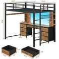 thumbnail image 7 of Afuhokles Twin Loft Bed with Desk and Charging Station, Metal Loft Bed with 8 Drawers Storage and LED Lights, 4 Open Storage Shelves, Brown, 7 of 7