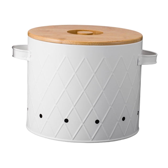 Tnarru Kitchen Vegetable Storage Tin Potato Onion Garlic Storage Bin with Lid Kitchen Storage Canister for Kitchen Countertop Pantry White Large