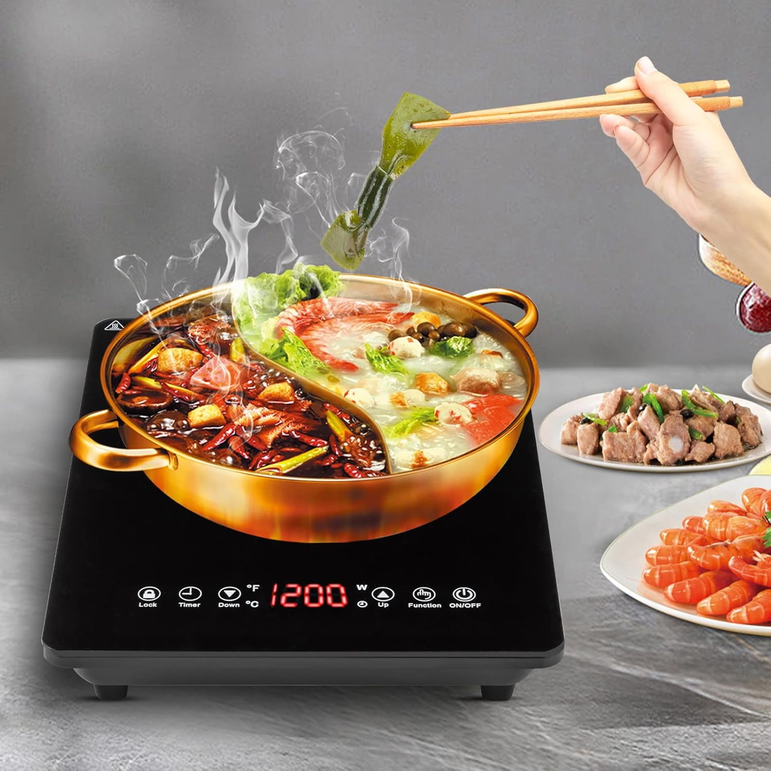 1800W Sensor Touch Single Electric Cooktops Countertop Stove With 9 Temperature Power Levels, 3-hour Timer, Safety Lock Induction Cooktop Portable Induction Cooktop With Ultra Thin Body
