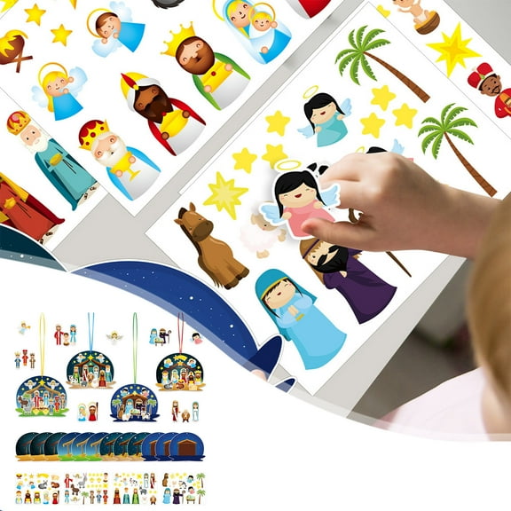 Momihoom Nativity Stickers 12 Sets Make a Nativity Scene Stickers Christian Nativity Stickers for Christmas Vacation Bible School Classroom Party Supplies