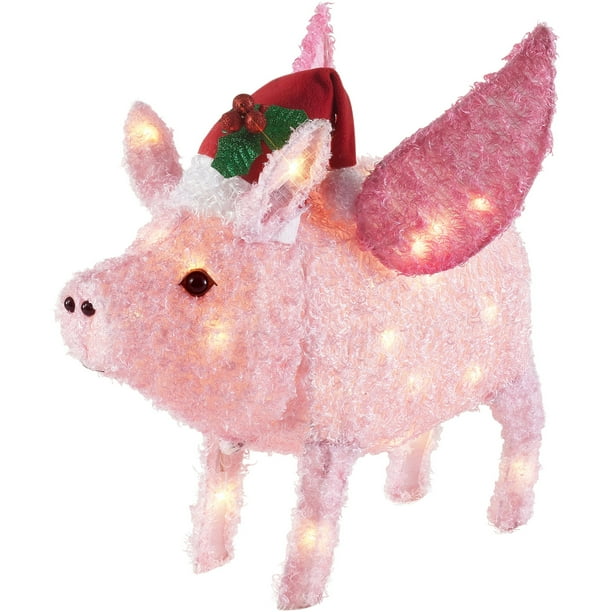 Christmas Pig Lawn Ornament 