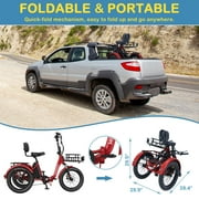 MOONCOOL TK Pro Foldable Electric Tricycle W/ Rearview mirror accessory Kit, 1500W Motor 48V 20Ah Battery, 20 Fat Tire Three Wheel 6-Speed Electric Mountain Bicycle for Adults