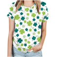 thumbnail image 1 of KIHOUT Nouveaux Arrivlas T-Shirts pour Femmes Fête de la Saint-Patrick, Mode Grande Taille Col Rond Manches Courtes T-Shirt Imprimé Vert, Taille P-5TG, 1 of 5
