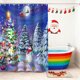 thumbnail image 1 of Cortina de ducha navideña con ganchos | Decoración navideña para el baño | Tela de poliéster impermeable con diseños festivos de árboles y bolas, 1 of 6
