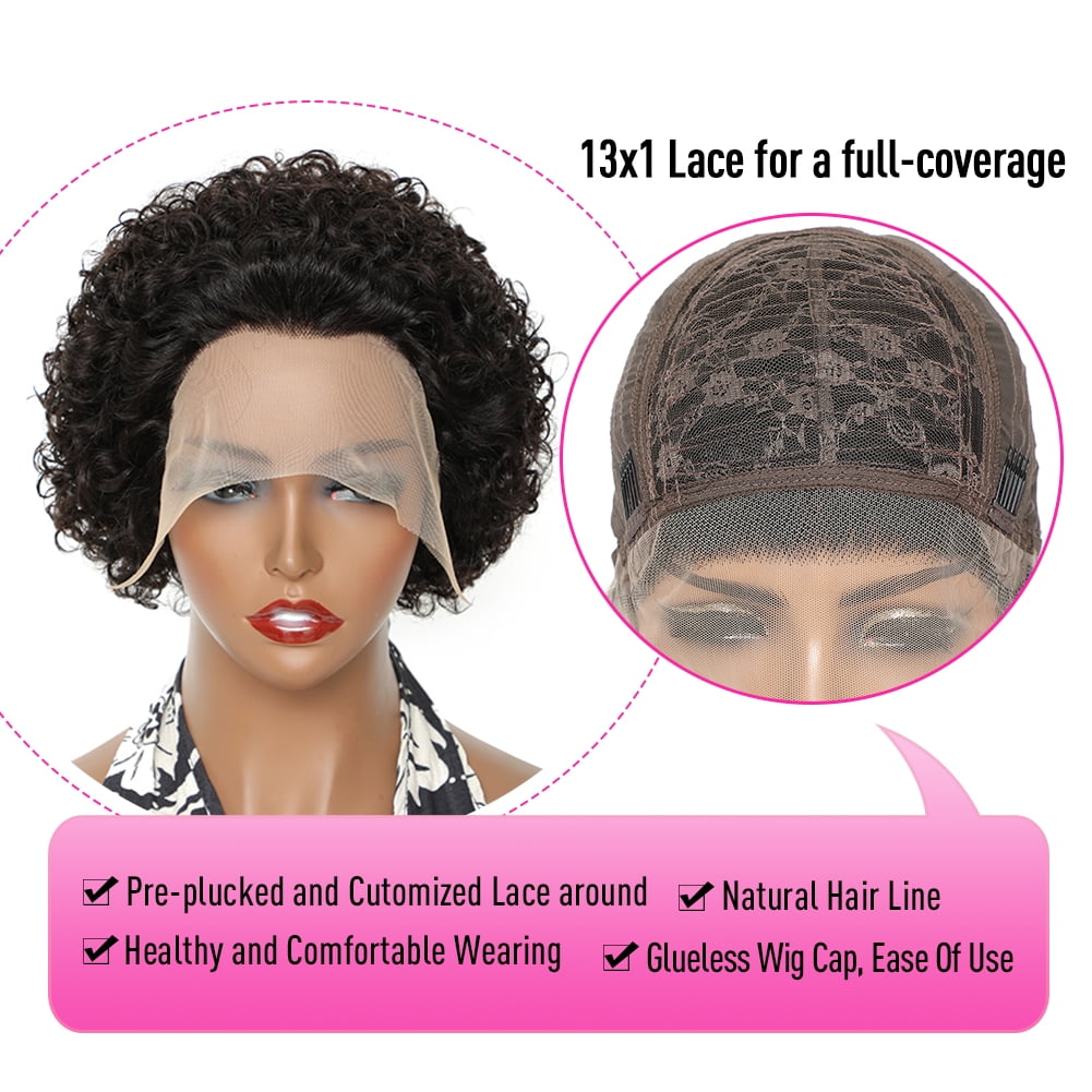 Urbeauty Pixie Cut Lace Front Wigs human hair Short Wigs for Black Women Human Hair Short Curly Human Hair Wigs Pre Plucked With Hand Tied Hairline