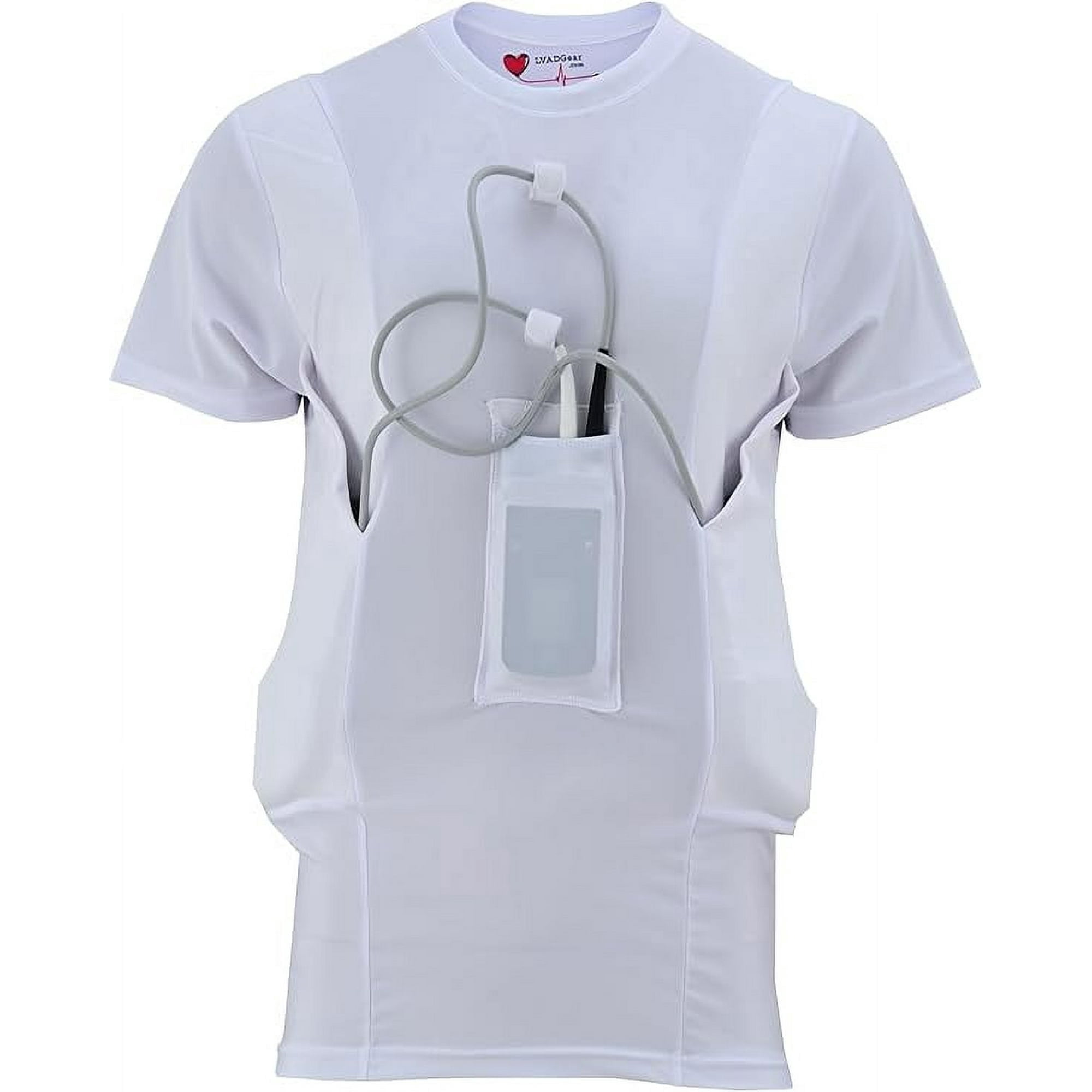 LVAD Heartmate 2 & 3 Men's Shirt – Premium LVAD Clothing for Men | Comfortable Heartmate 3 LVAD Gear & Medical Wear White S