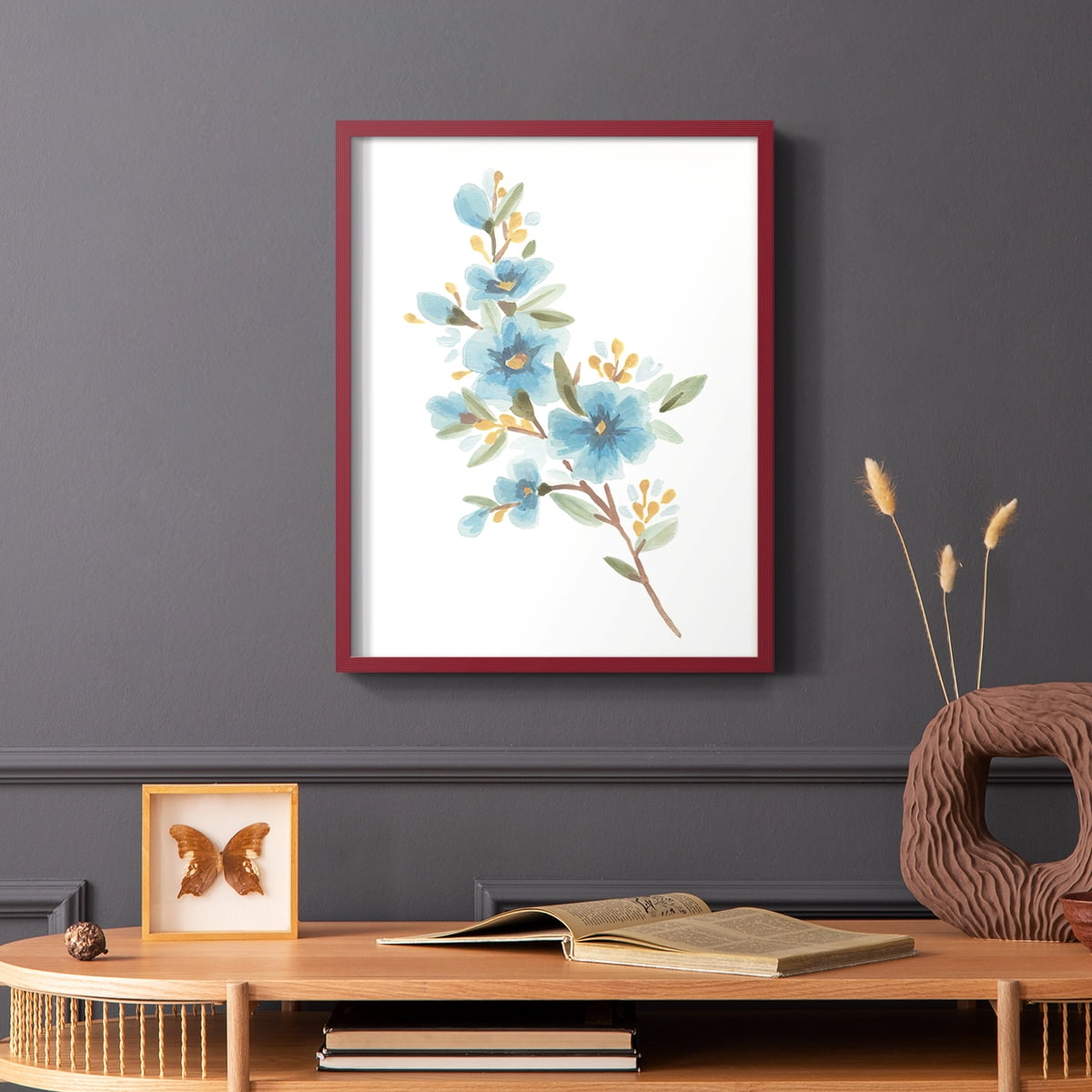 Wildflower Sprig I Framed Print - Solid Wood in Single Picture Frame Solid Wood 2 Framed Print