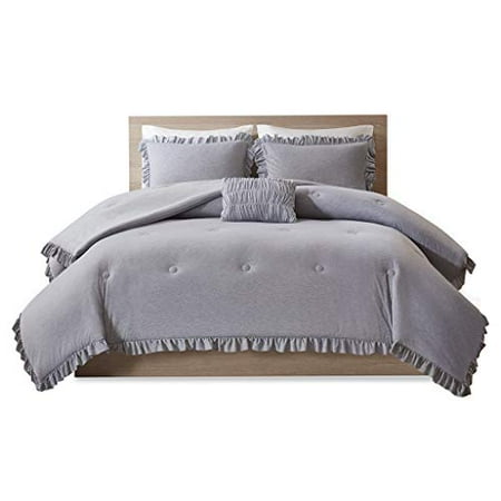 Intelligent Design Stacey Jersey Knit With Ruffles Comforter Set
