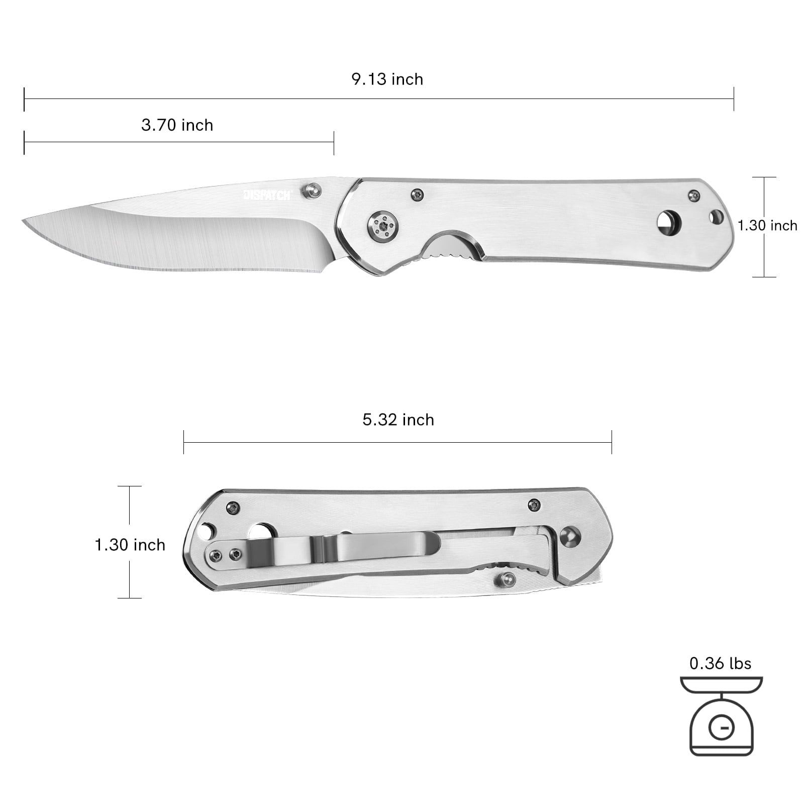 Dispatch 4PCS 5.3” Folding Pocket Knife, 3Cr13 Steel Blade, Pocket Knife with Non-Slip Steel Handle & Pocket Clip(Rainbow & Silver)