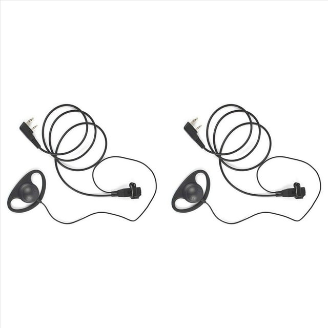 2X Kit de Auriculares con Auricular de un Solo Cable MIC PTT Mic D en Forma de 2 Pines Radio Auricular Walkie Talkie Gancho para la Oreja