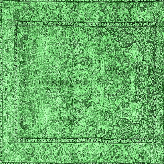 Ahgly Company Indoor Square Persian Emerald Green Traditional Area Rugs, 5' Square