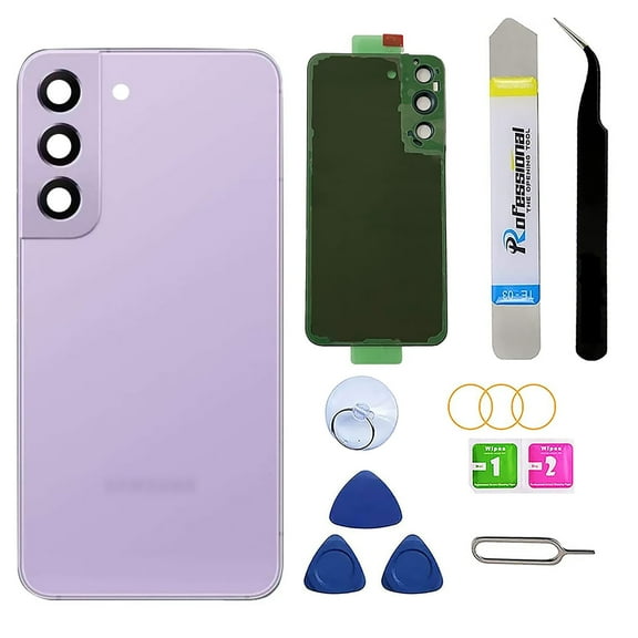 Rear Back Glass Replacement for Samsung Galaxy S22 6.1 inches 5G with Reparing Toolkit and Pre-Installed Adhesive (Violet)
