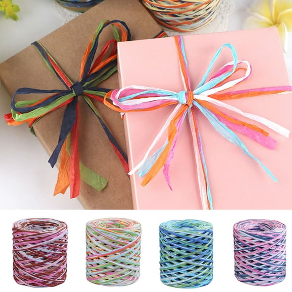 Dream Lifestyle 1 Roll Paper Cord Recyclable DIY Clear Texture Hand-knitted Wrapping Raffia Straw for Festival