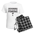 thumbnail image 4 of CafePress - Spooning May Lead To Forking Women's Light Pajamas - Women's Short Sleeve Print T-Shirt and Pants Light Cotton Pajama Set, 4 of 7