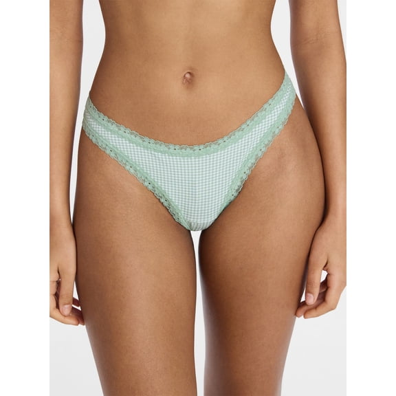 No Boundaries Cotton Lace Thong Women's and Women's Plus, Sizes XS-XXXL