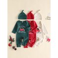 thumbnail image 3 of RUINIXCW Baby Christmas Outfit Letter Truck Embroidery Long Sleeve Romper and Hat, 3 of 8
